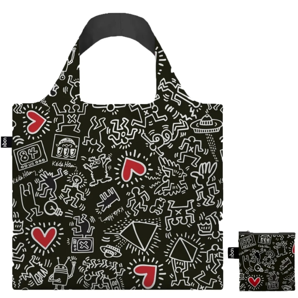 ❤️BUY 2 GET 1 FREE  LOQI Recycled Reusable Tote Bag – Keith Haring Black Pattern